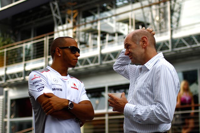 <p>Adrian Newey has never worked with Lewis Hamilton </p>