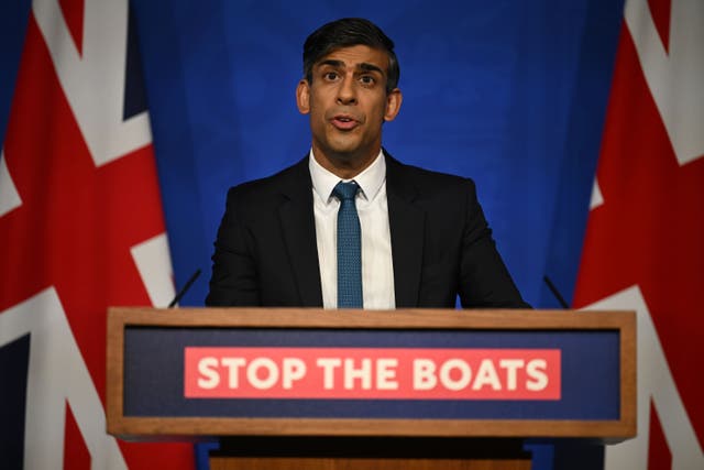 <p>Prime Minister Rishi Sunak says the Rwanda plan will deter people from making the English Channel in small boats (Leon Neal/PA)</p>