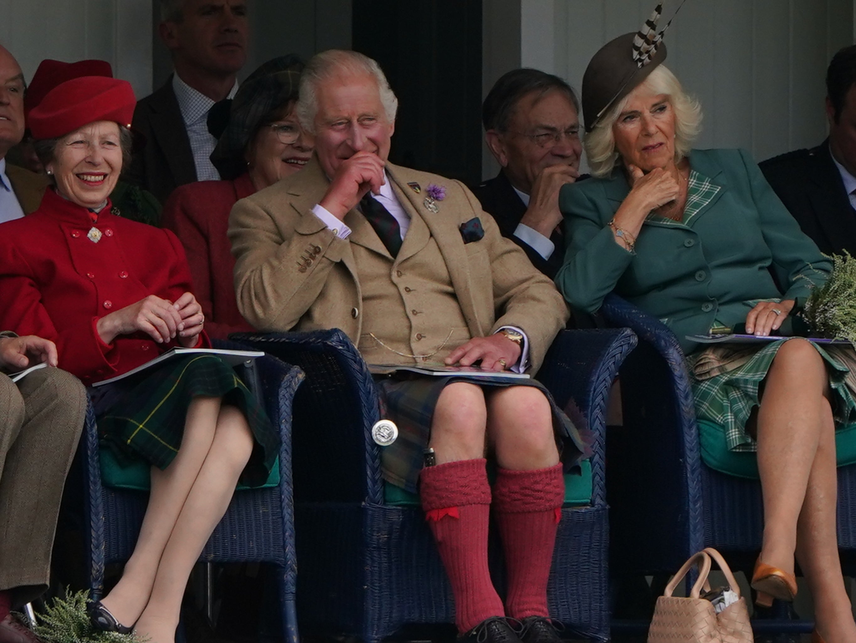 The King seen with the Princess Royal and Camilla last September