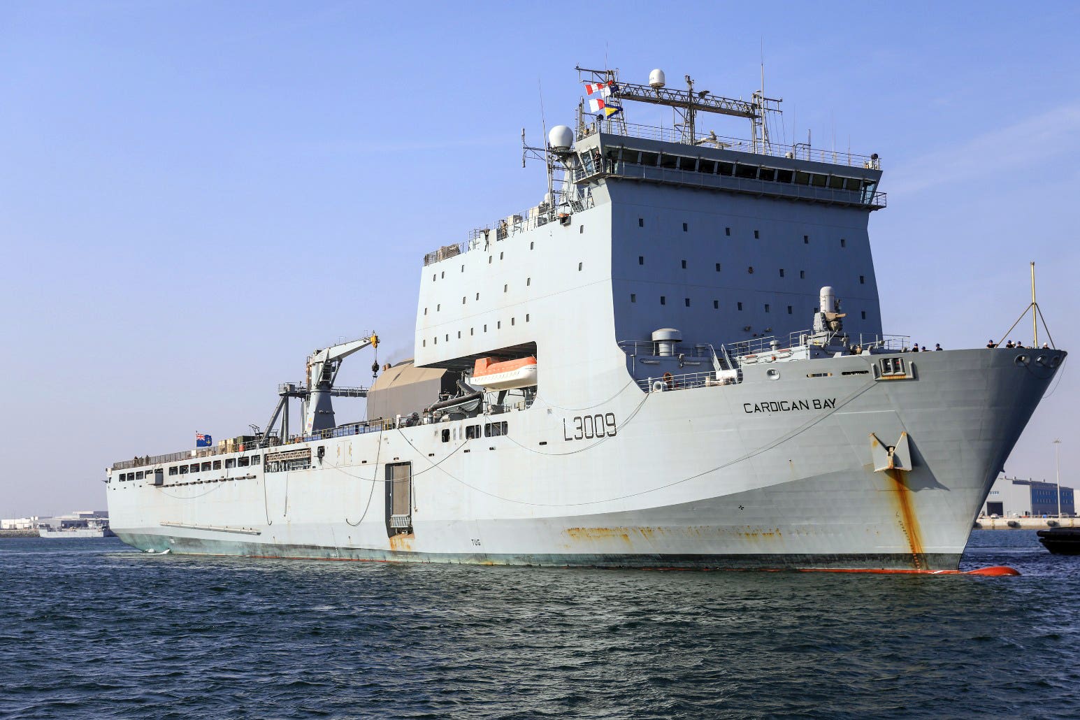 The British landing ship RFA Cardigan Bay is closely involved in a new aid operation