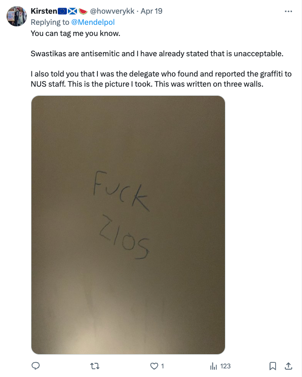 Antisemitic graffiti found in a toilet stall