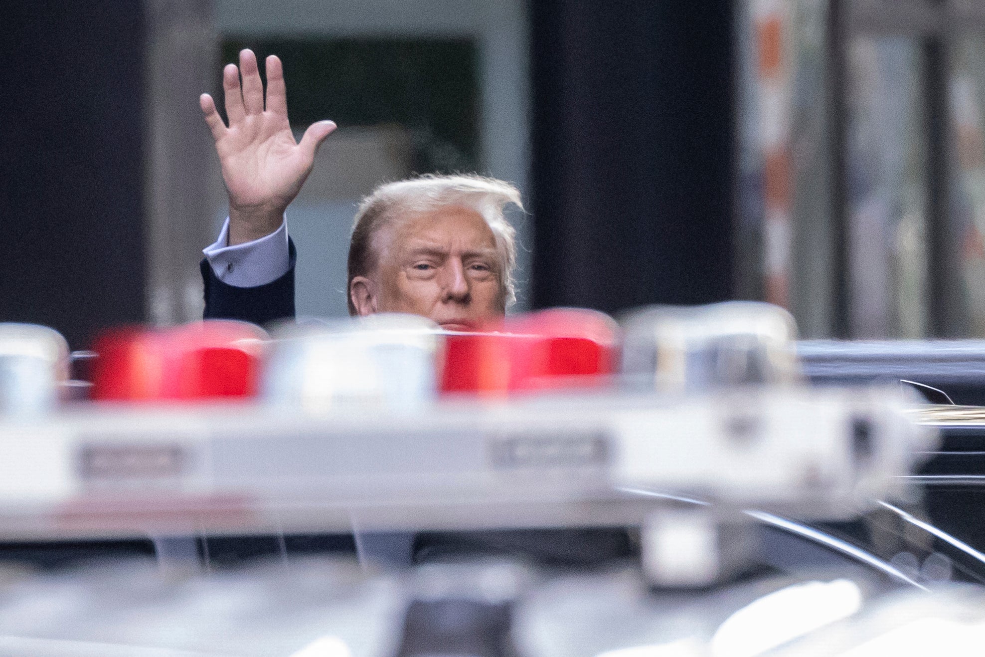 Donald Trump leaves Trump Tower on his way to Manhattan criminal court on Friday morning