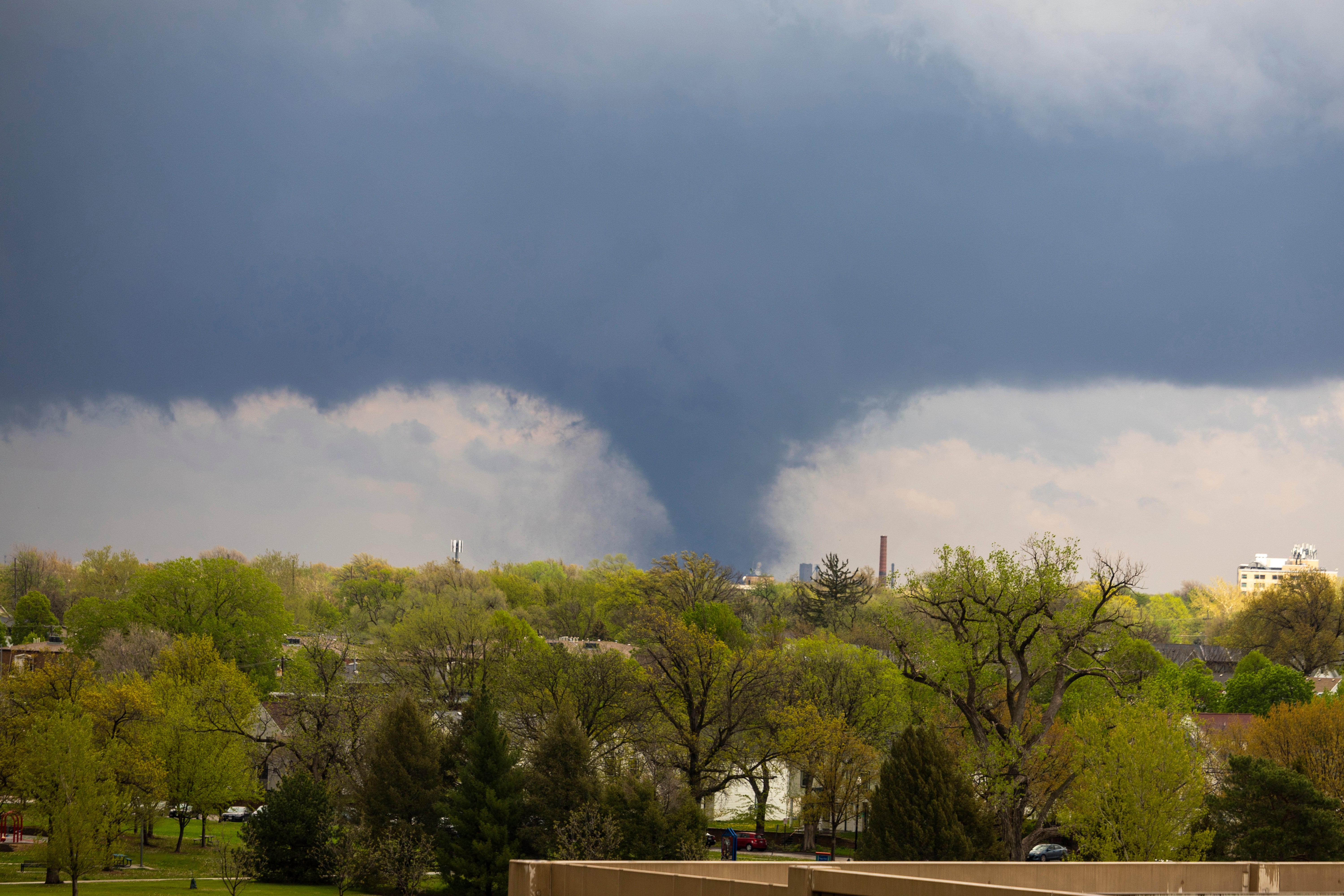 A tornado touches down in Lincoln, Nebraska on 26 April