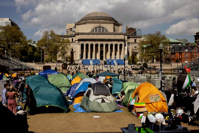 <p>Pro-Palestinian demonstration encampment is seen at the Columbia University</p>