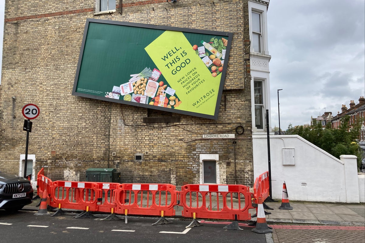 Waitrose’s wonky advert fenced off by overzealous council over ‘public safety’