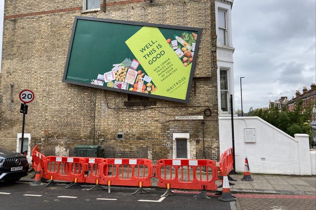 <p>The Waitrose advert’s crooked placement was apparently supposed to highlight prices falling on certain items</p>