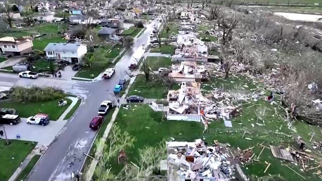 <p>Drone captures devastating tornado aftermath in Nebraska as hundreds of homes flattened</p>