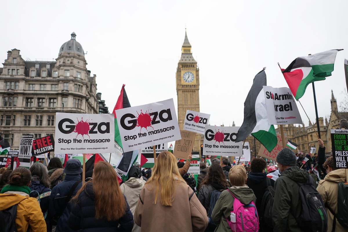 Thousands of pro-Palestine supporters march in London as Jewish campaign group cancels protest