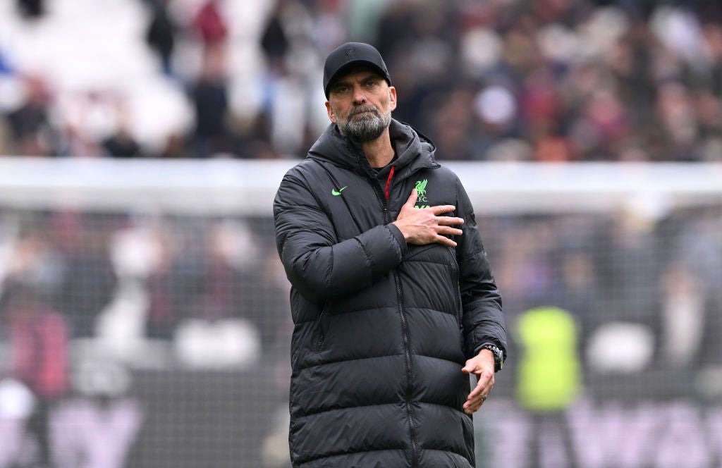 Jurgen Klopp struggles to hide his disappointment after Liverpool’s draw at the London Stadium