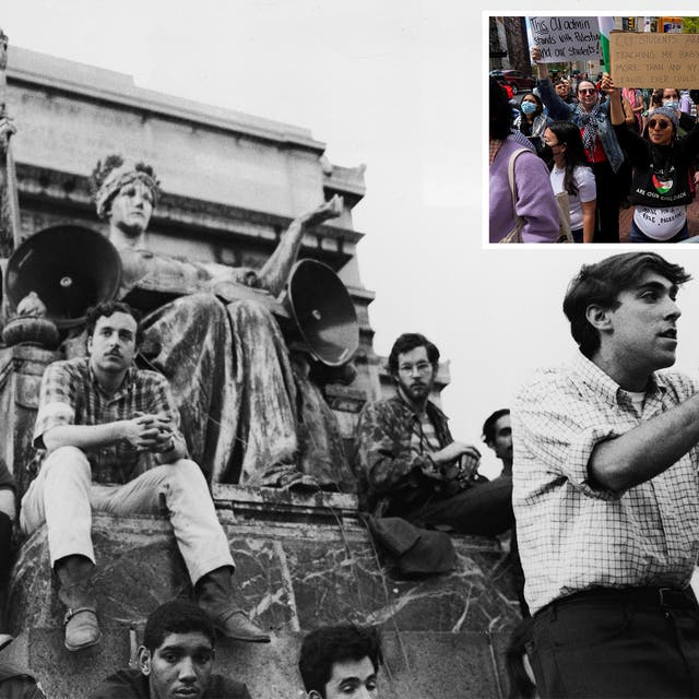 <p>They say you want a revolution: Columbia university protests in 1968, and, inset, today </p>