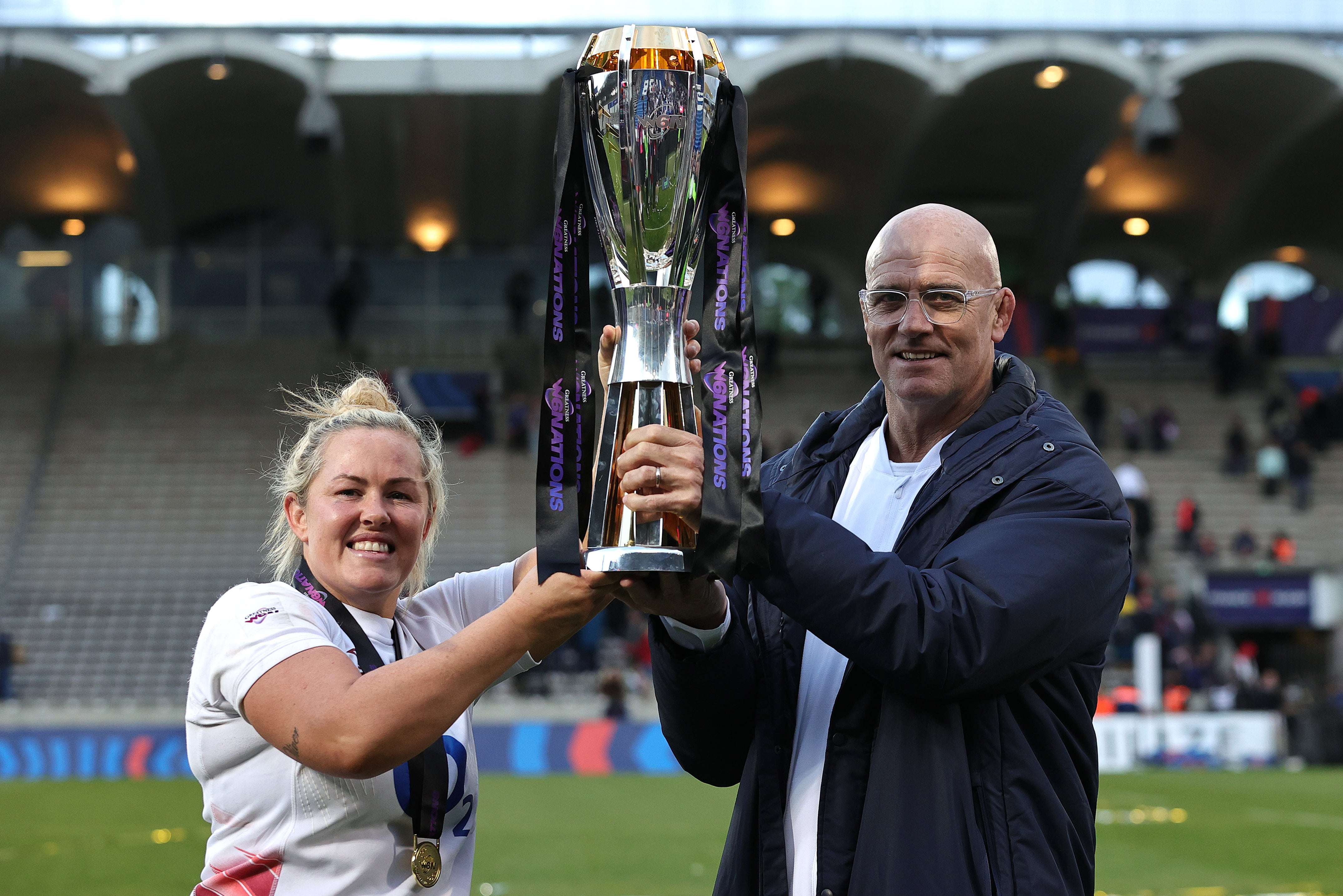 John Mitchell (right) guided England to grand slam triumph in the Women’s Six Nations