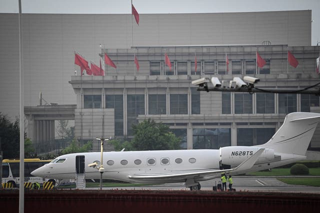 <p>The private jet of Tesla CEO Elon Musk at Beijing Capital International Airport last year </p>