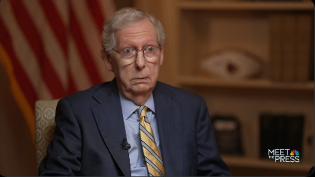 <p>Senate Minority Leader Mitch McConnell sits down for an interview with NBC’s Kristen Welker on Meet the Press</p>