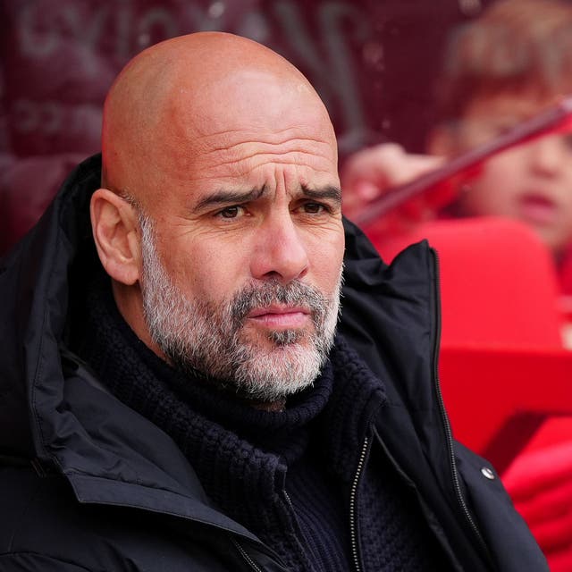 Manchester City manager Pep Guardiola saw his side beat Nottingham Forest 2-0 (Mike Egerton/PA)