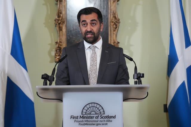 <p>Humza Yousaf announces his resignation as first minister of Scoland on Monday at Bute House in Edinburgh</p>