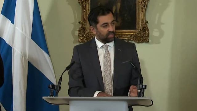<p>Humza Yousaf fights back tears as he resigns as Scottish first minister</p>