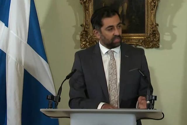 <p>Humza Yousaf fights back tears as he resigns as Scottish first minister</p>