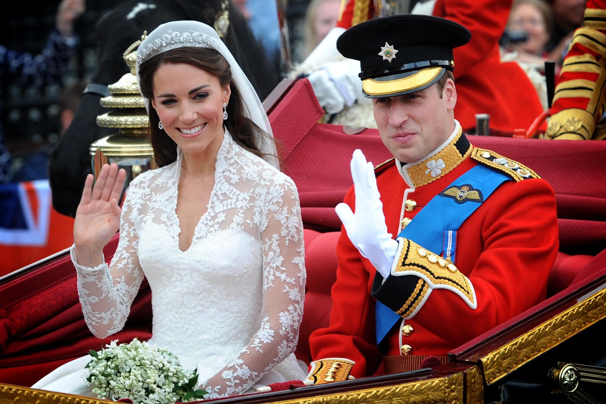 Kensington Palace has released a previously unseen photo of the Prince and Princess of Wales on their wedding day in celebration of the couple’s 13th anniversary (Stefan Rousseau/PA)