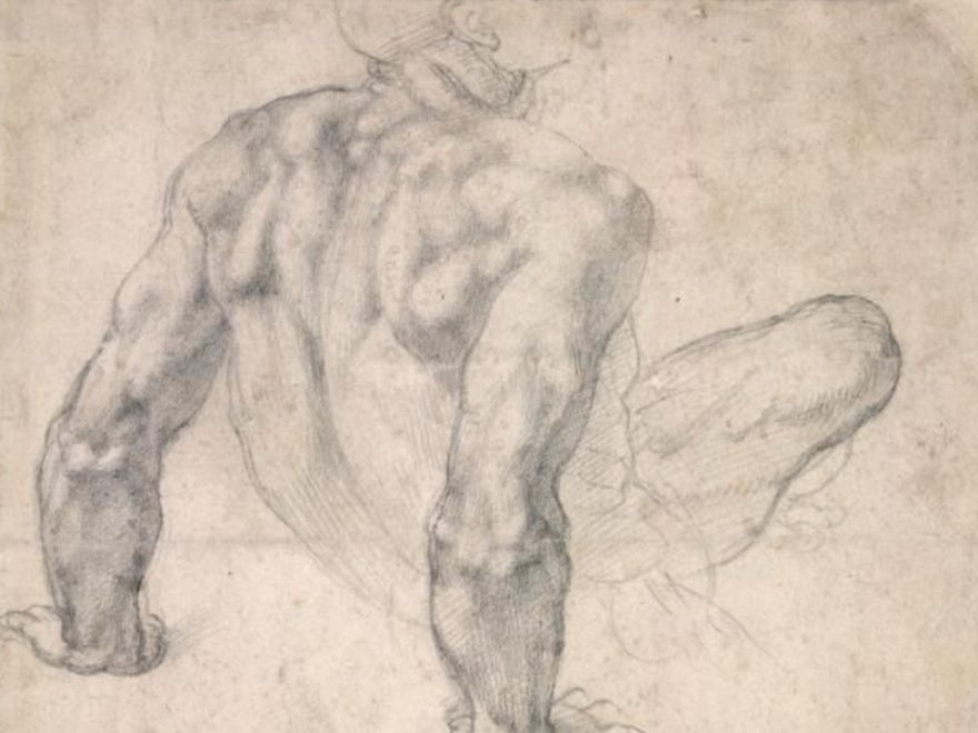 Michelangelo Buonarroti, study for ‘The Last Judgement', Black chalk on paper