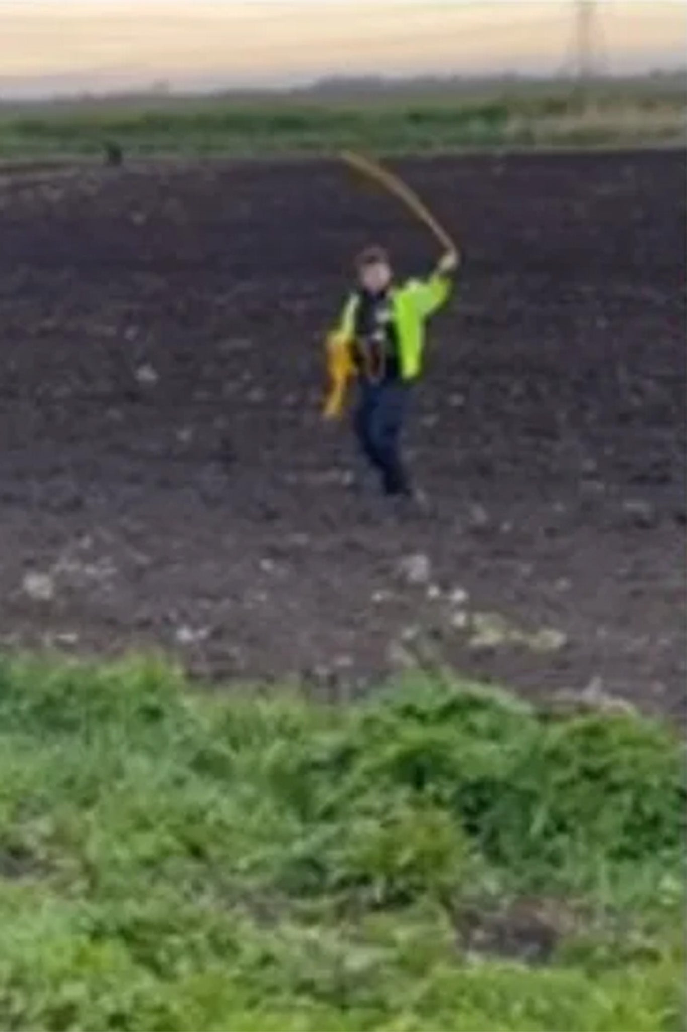 Police office gets ready to capture horse