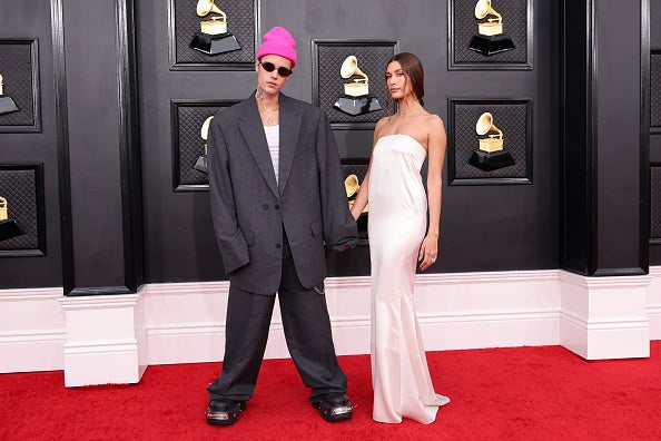 Justin and Hailey at the Grammy Awards in 2022