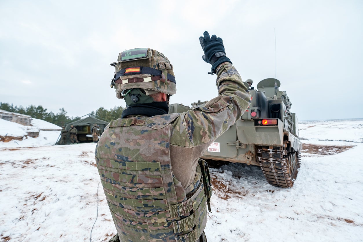 Nato soldiers take part in an exercise in Latvia