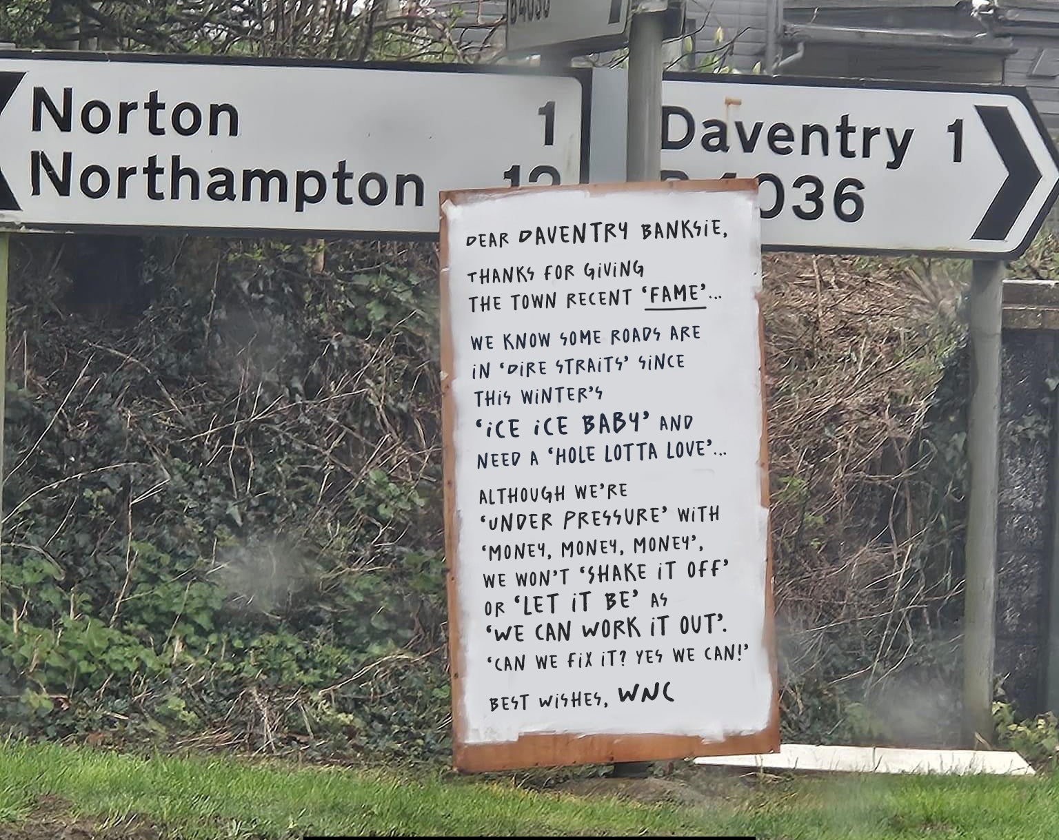 West Northamptonshire Council’s response to Daventry Banksie’s signs