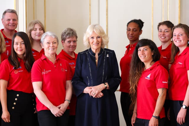 Queen Camilla speaks to crew members (Chris Jackson/PA)