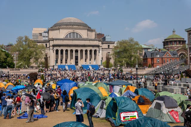 <p>Pro-Palestinian supporters continue to demonstrate with a protest encampment on the campus of Columbia University on April 29, 2024 in New York City. Columbia University issued a notice to the protesters asking them to disband their encampment after negotiations failed to come to a resolution</p>