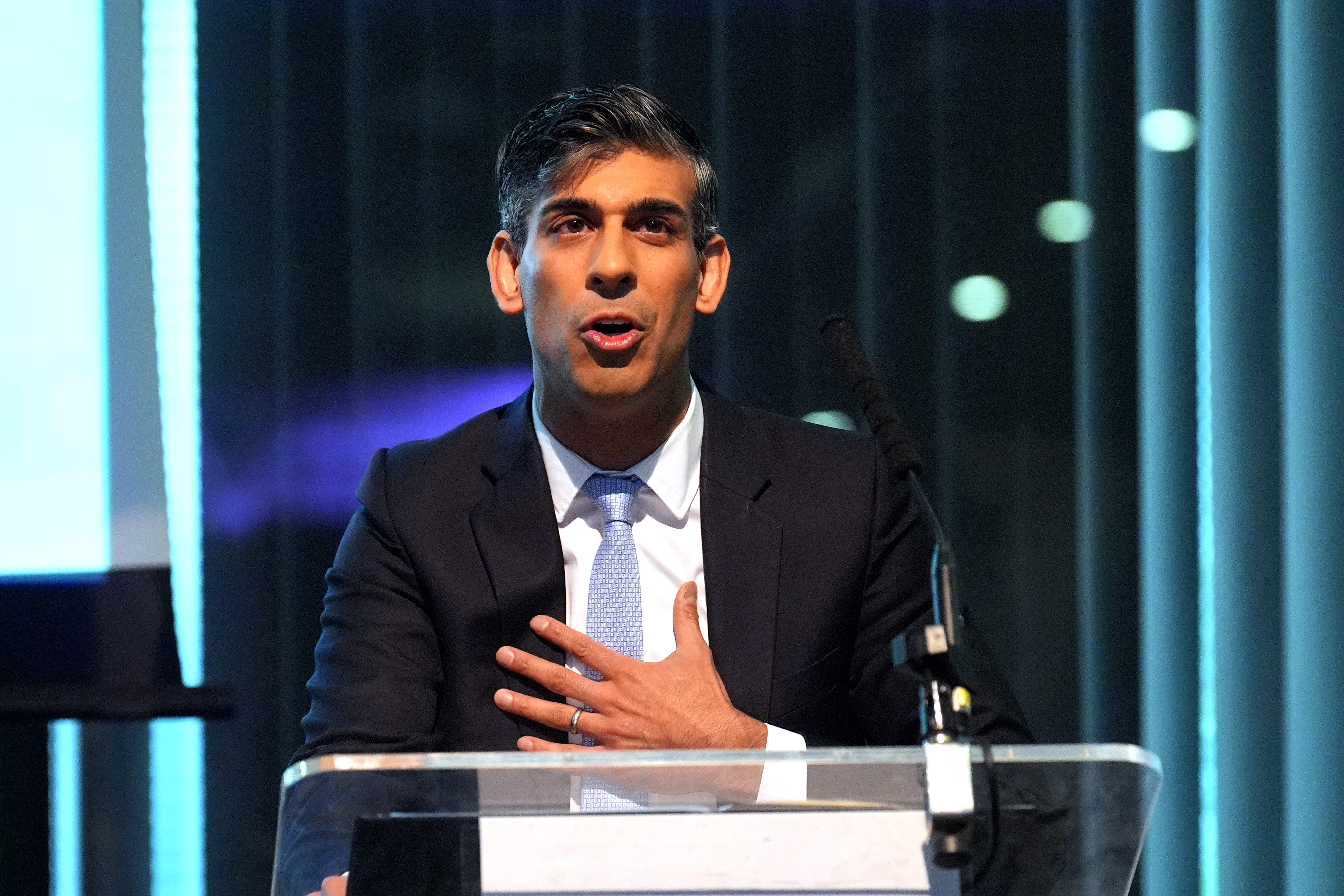 Prime Minister Rishi Sunak speaks at the Society of Editors’ 25th anniversary conference (Yui Mok/PA)