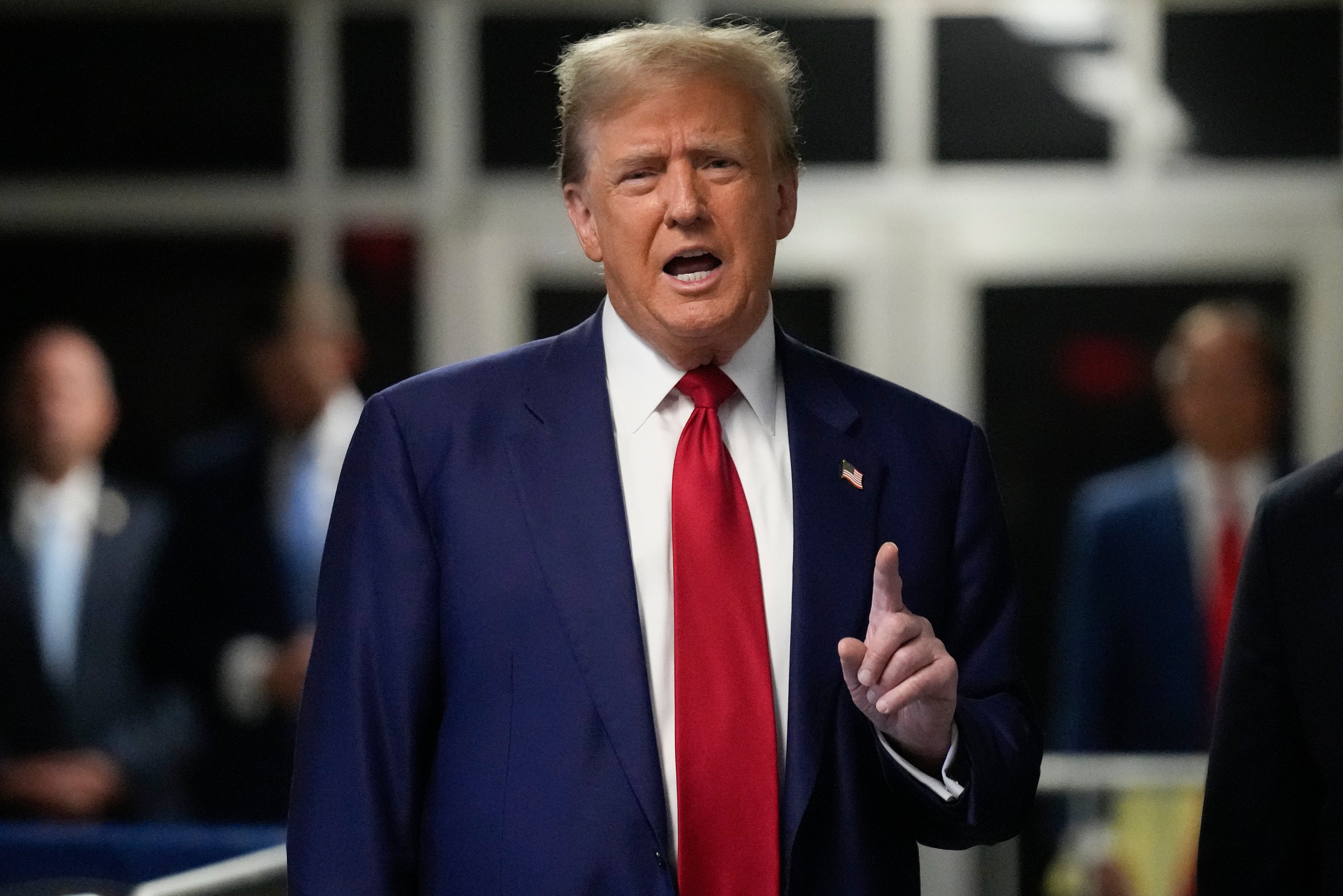 <p>Donald Trump appears in a Manhattan criminal courthouse on 30 April. </p>