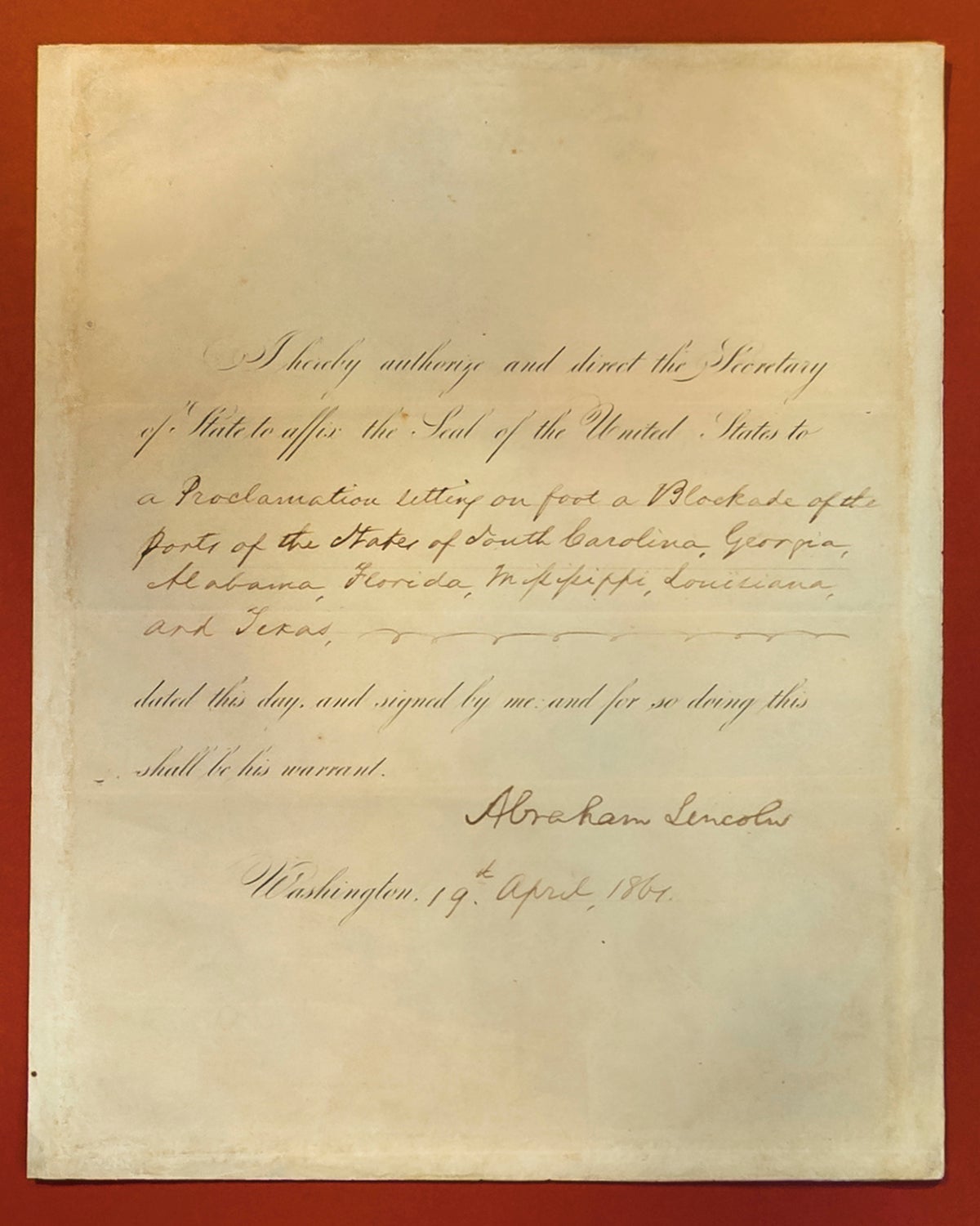 Lincoln Documents Civil War Blockades