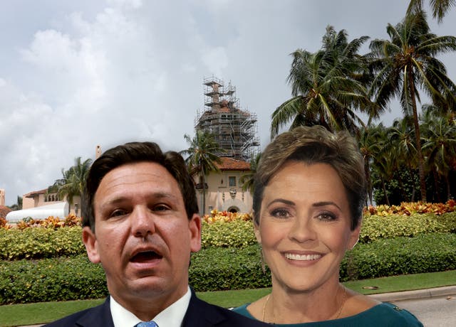 <p>Ron DeSantis and Kari Lake seem particularly fond of spending time with the former president </p>
