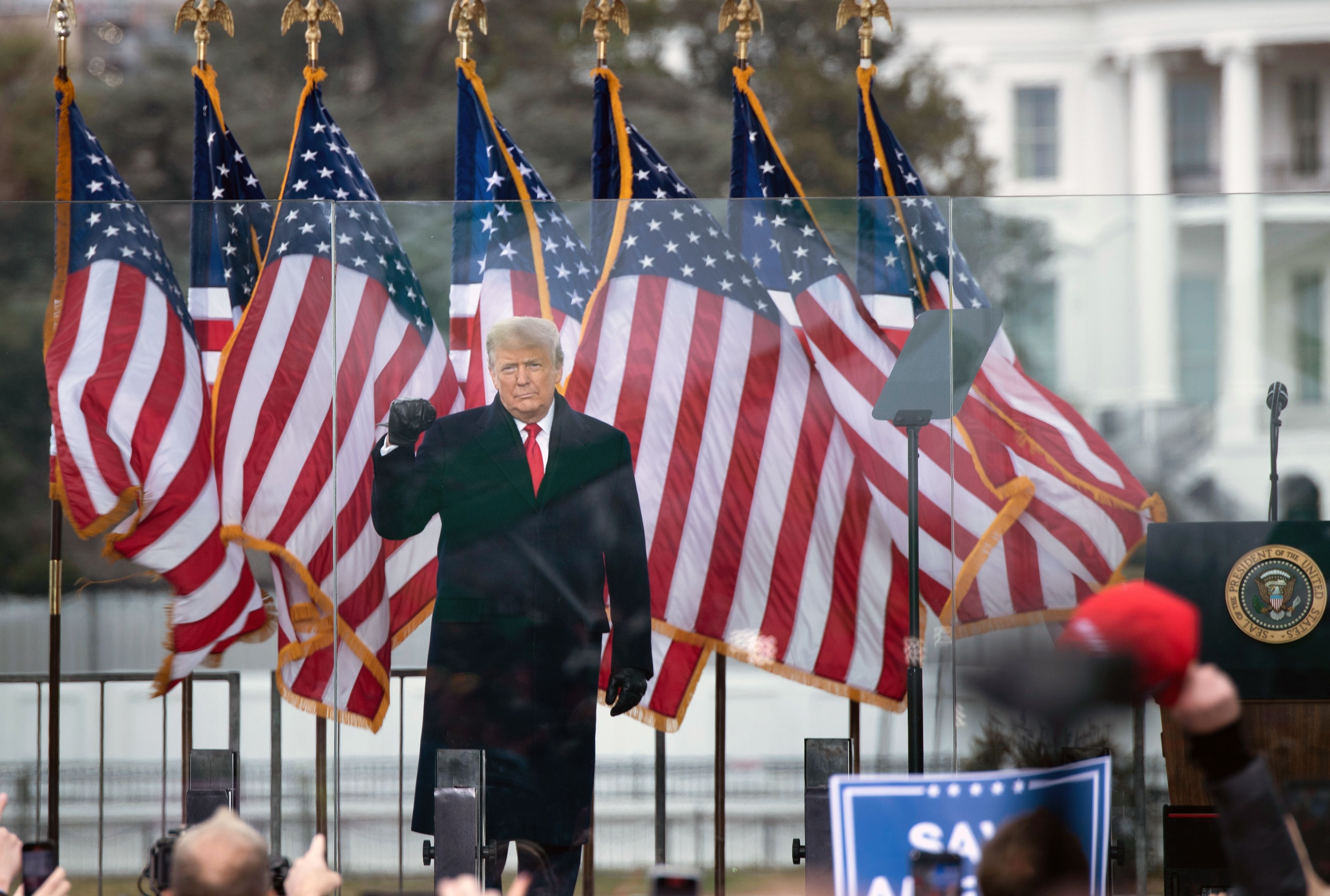 Donald Trump speaks to supporters from The Ellipse near the White House on January 6, 2021, in Washington, DC.