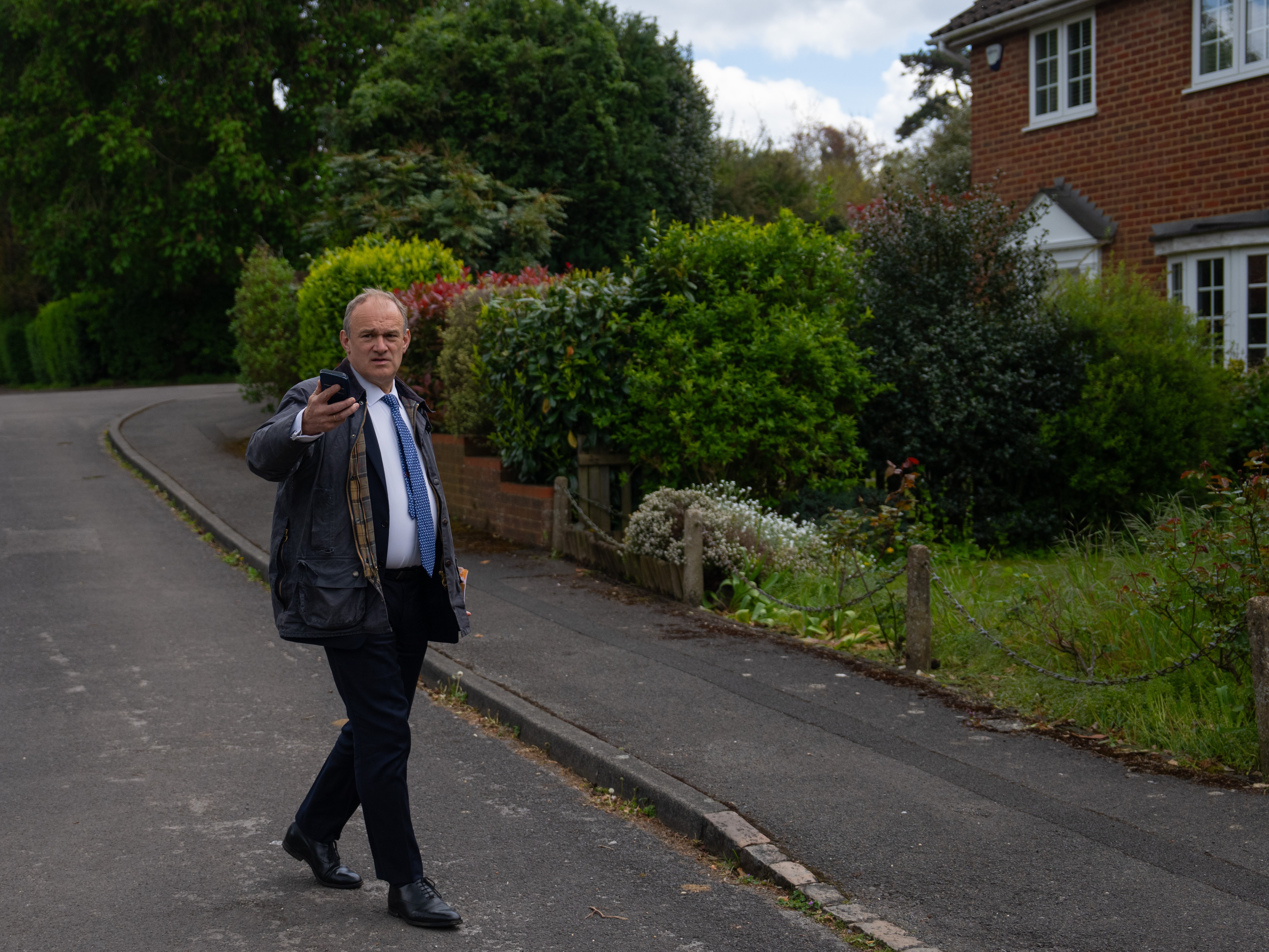 Pavement politics? Liberal Democrat leader Ed Davey canvasses in leafy Wargrave, Berkshire