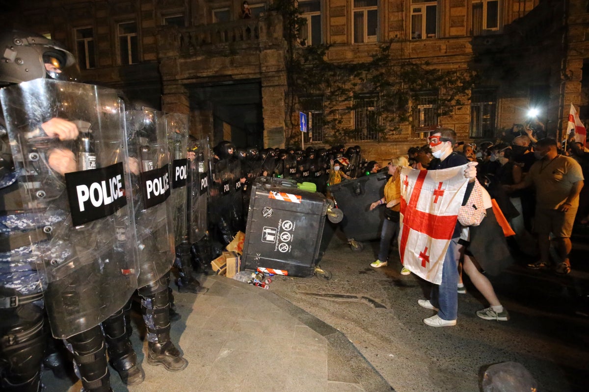 Police in Georgia use tear gas, water cannons to disperse protest against so-called ‘Russian law’