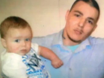 Another IPP prisoner, Thomas White, pictured with his son Kayden, escaped without serious injuries after he set himself alight in prison