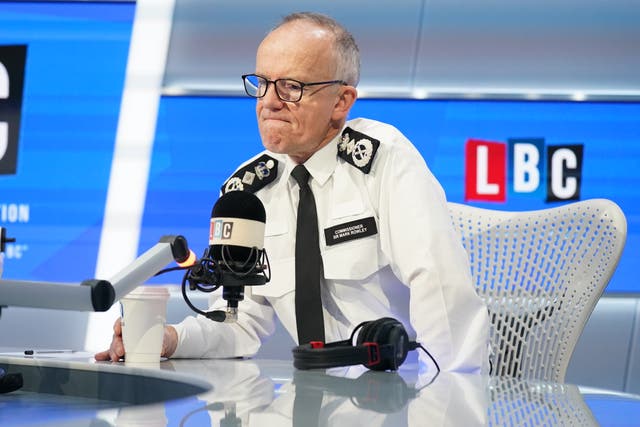 <p>Sir Mark Rowley Commissioner for the Metropolitan Police at a press conference  </p>
