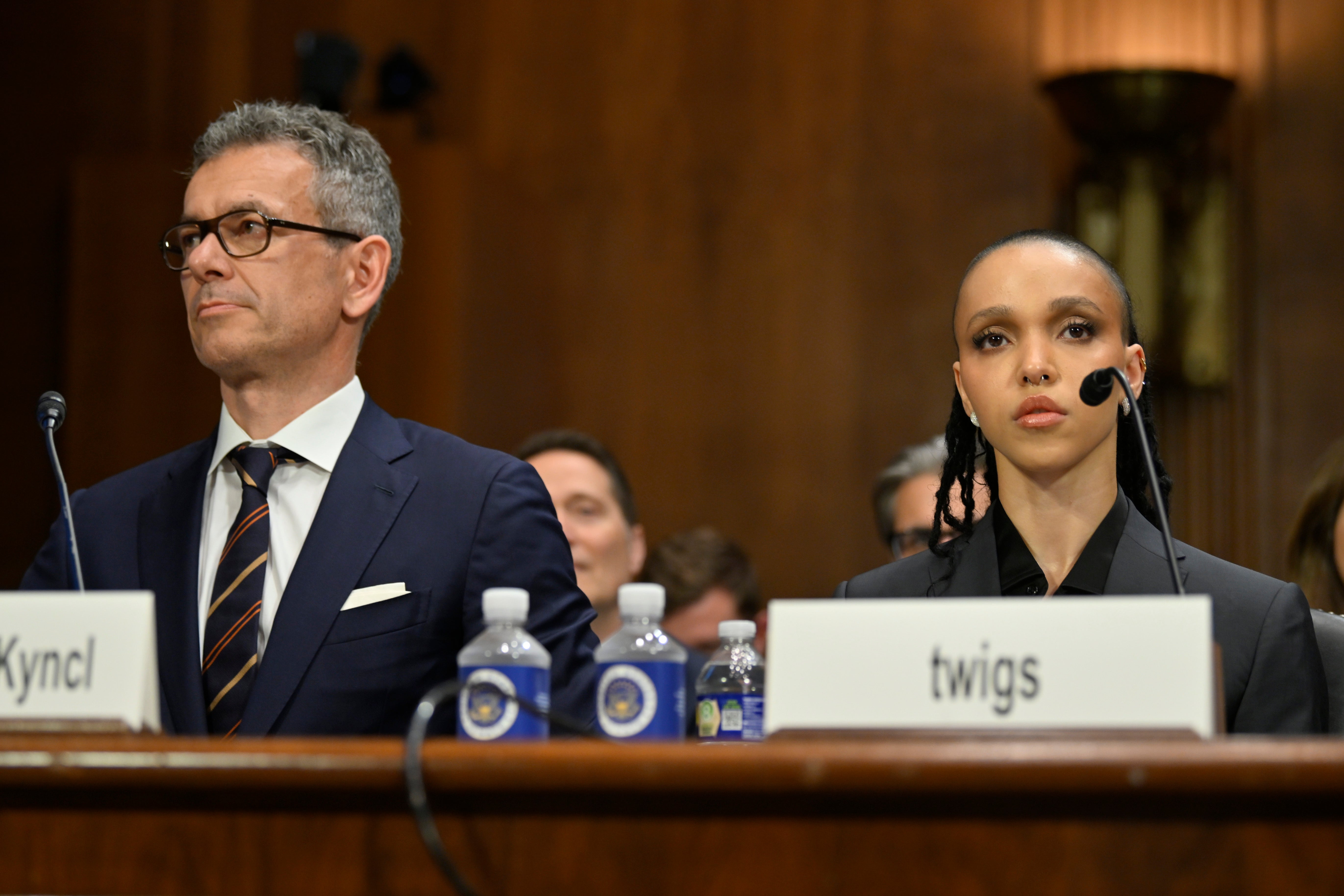 Warner Music Group CEO Robert Kyncl and singer/actor FKA twigs attend congressional testimony for the NO FAKES Act in Washington, DC
