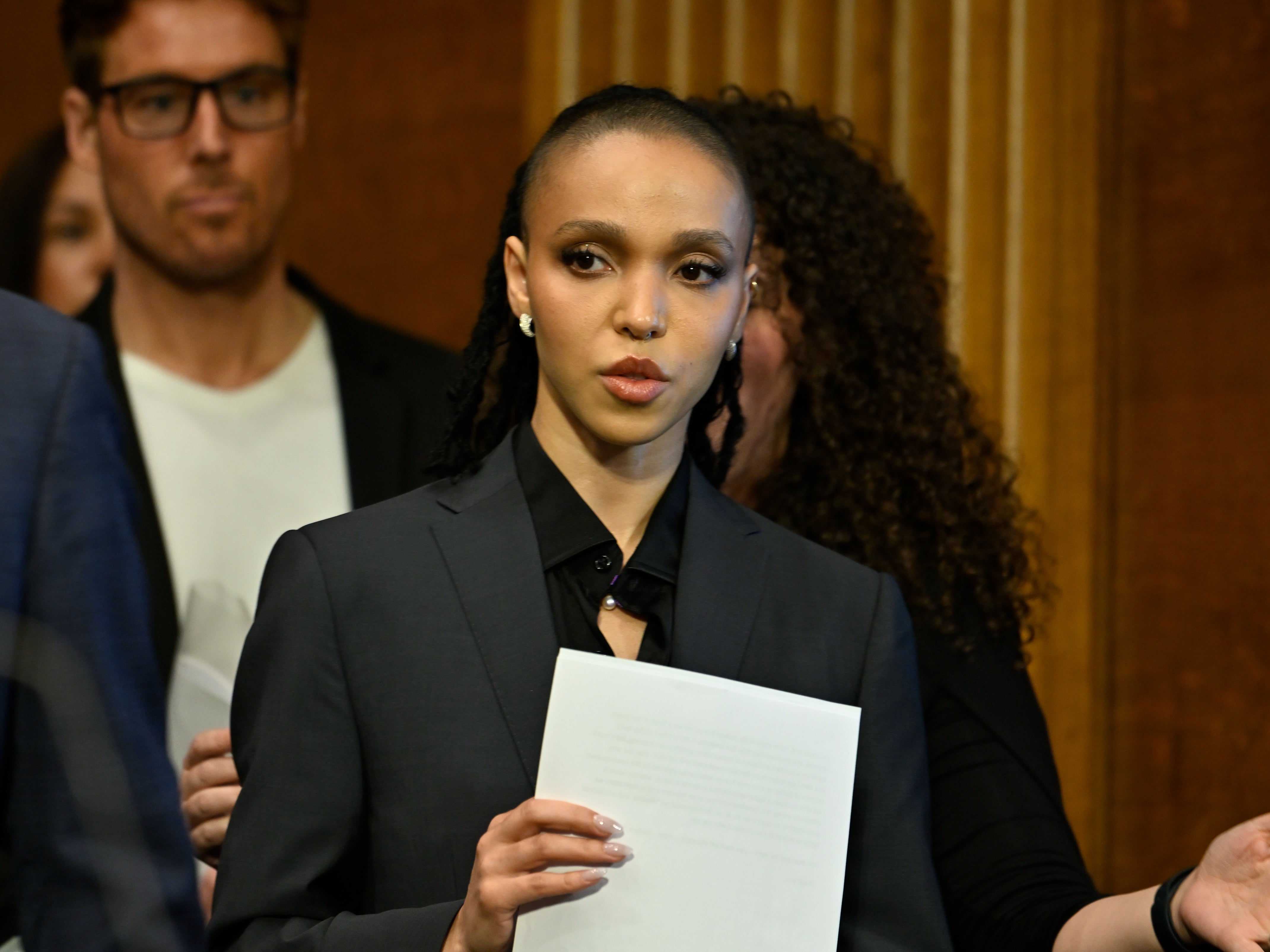 FKA twigs arrives for congressional testimony at the NO FAKES Act, at Dirksen Senate Office Building on 30 April 2024, Washington DC