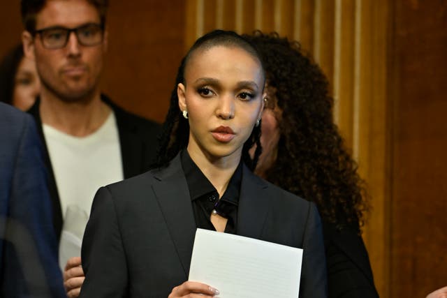 <p>FKA twigs arrives for congressional testimony at the NO FAKES Act, at Dirksen Senate Office Building on 30 April 2024, Washington DC</p>