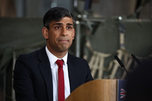 <p>Rishi Sunak’s Conservative Party is forecast to suffer heavy losses at Thursday’s local elections (Henry Nicholls/PA)</p>