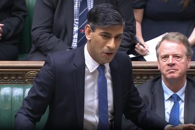 <p>Prime Minister Rishi Sunak speaks during Prime Minister’s Questions in the House of Commons, London (House of Commons/PA)</p>