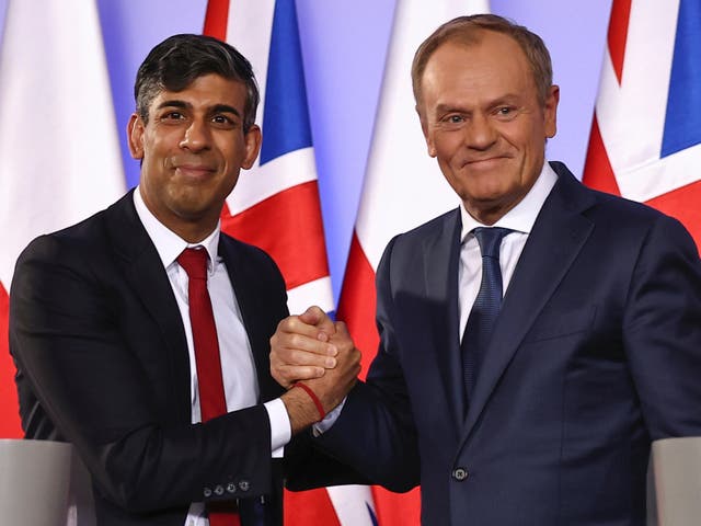 <p>Last week, prime minister Rishi Sunak visited Poland to meet with Mr Tusk for talks about aid for Ukraine.</p>
