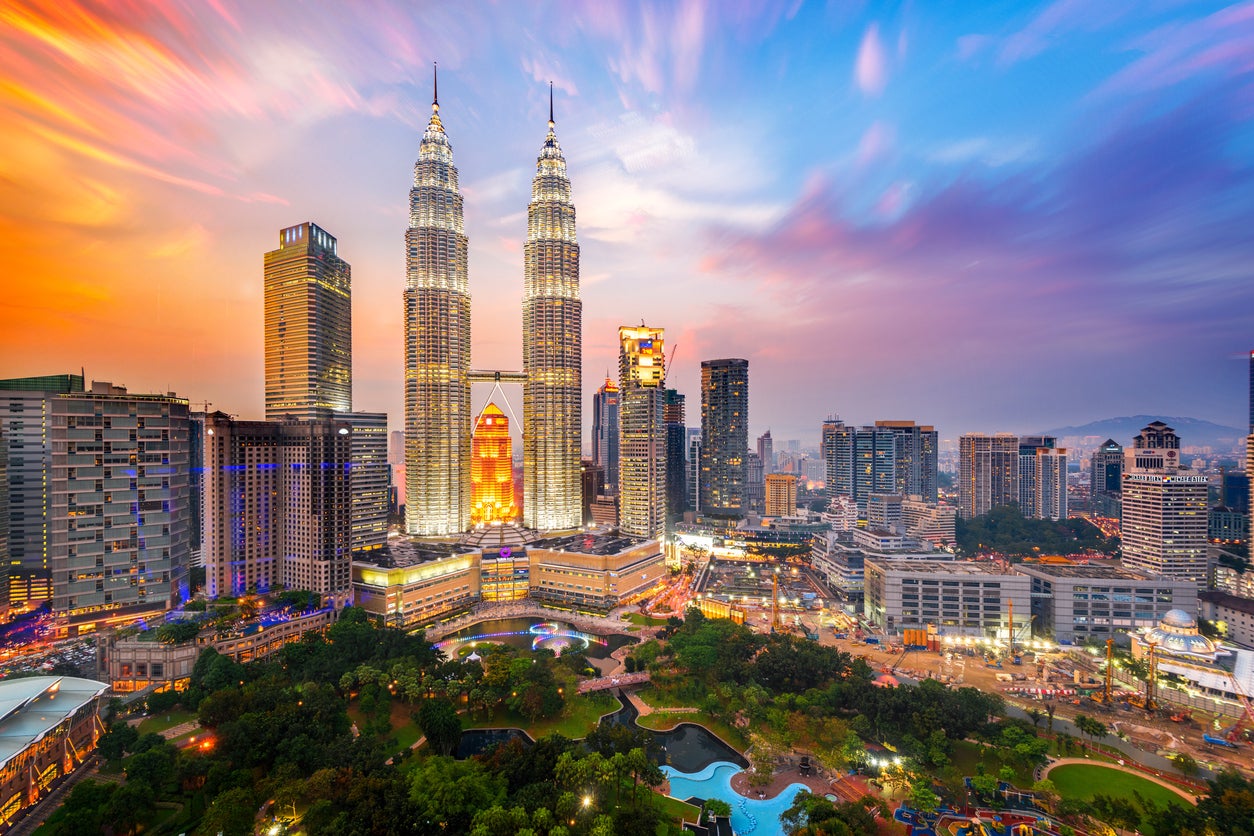 A view of Kuala Lumpur and the Petronas Towers, formerly the tallest buildings in the world