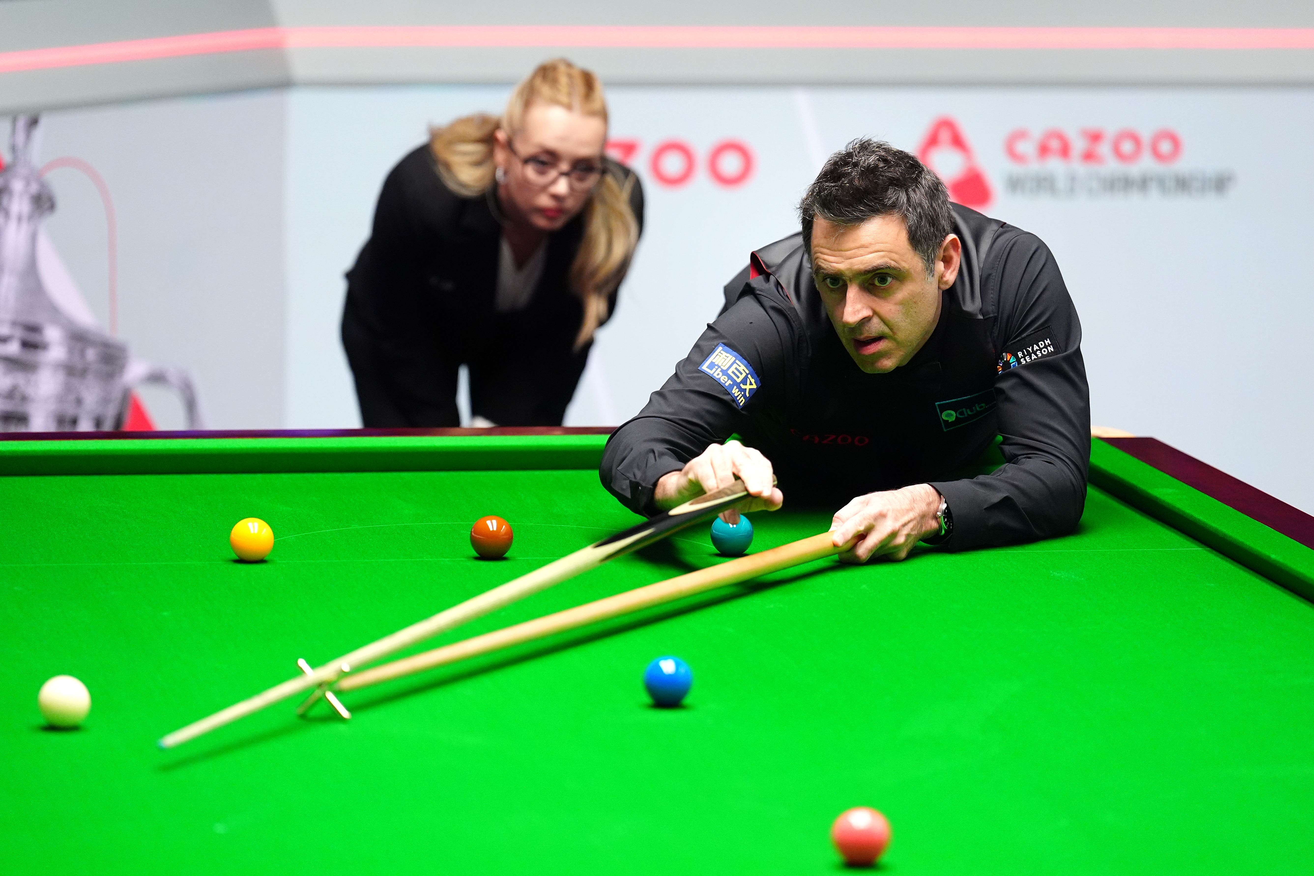 Ronnie O’Sullivan was involved in a bizarre exchange with referee Desislava Bozhilova during his quarter-final defeat (Mike Egerton/PA)