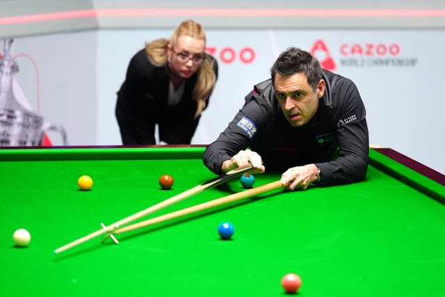 Ronnie O’Sullivan was involved in a bizarre exchange with referee Desislava Bozhilova during his quarter-final defeat (Mike Egerton/PA)