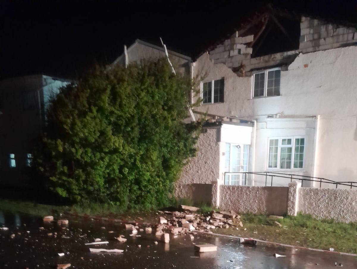 A care home in Elmer, West Sussex, was struck by lightning and sustained damaged to its roof