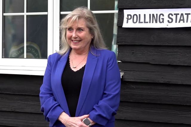 <p>Conservative London Mayor candidate Susan Hall casts vote in local election.</p>