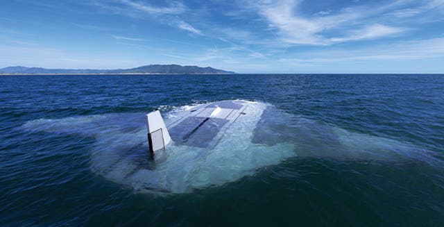 <p>The ‘manta ray’ submarine is designed to operate over long distances of water</p>